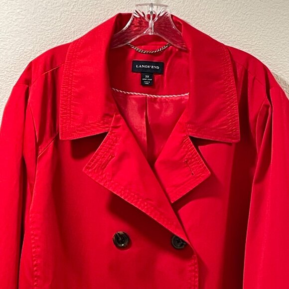 (NEW) LANDS' END Double Breast Lightweight Lined Long Sleeve Rain Coat, Red - 3X - Picture 5 of 12